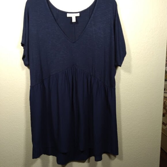 Jessica Simpson Navy Blue Maternity Short Sleeve Top Size Large - Picture 4 of 13